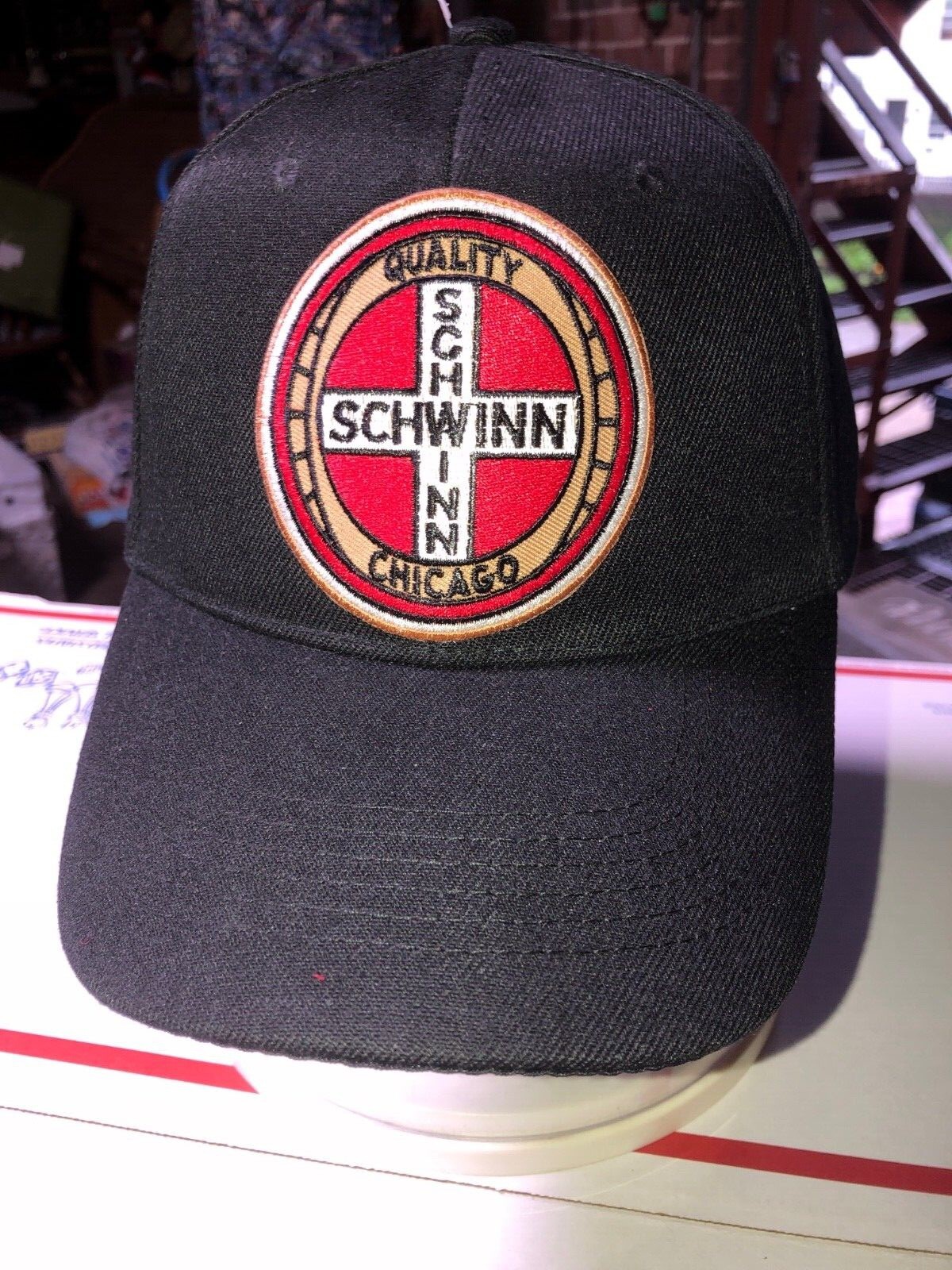 SCHWINN  QUALITY SEAL LOGO BLACK BB HAT VERY HIGH QUALITY NEW CONDITION