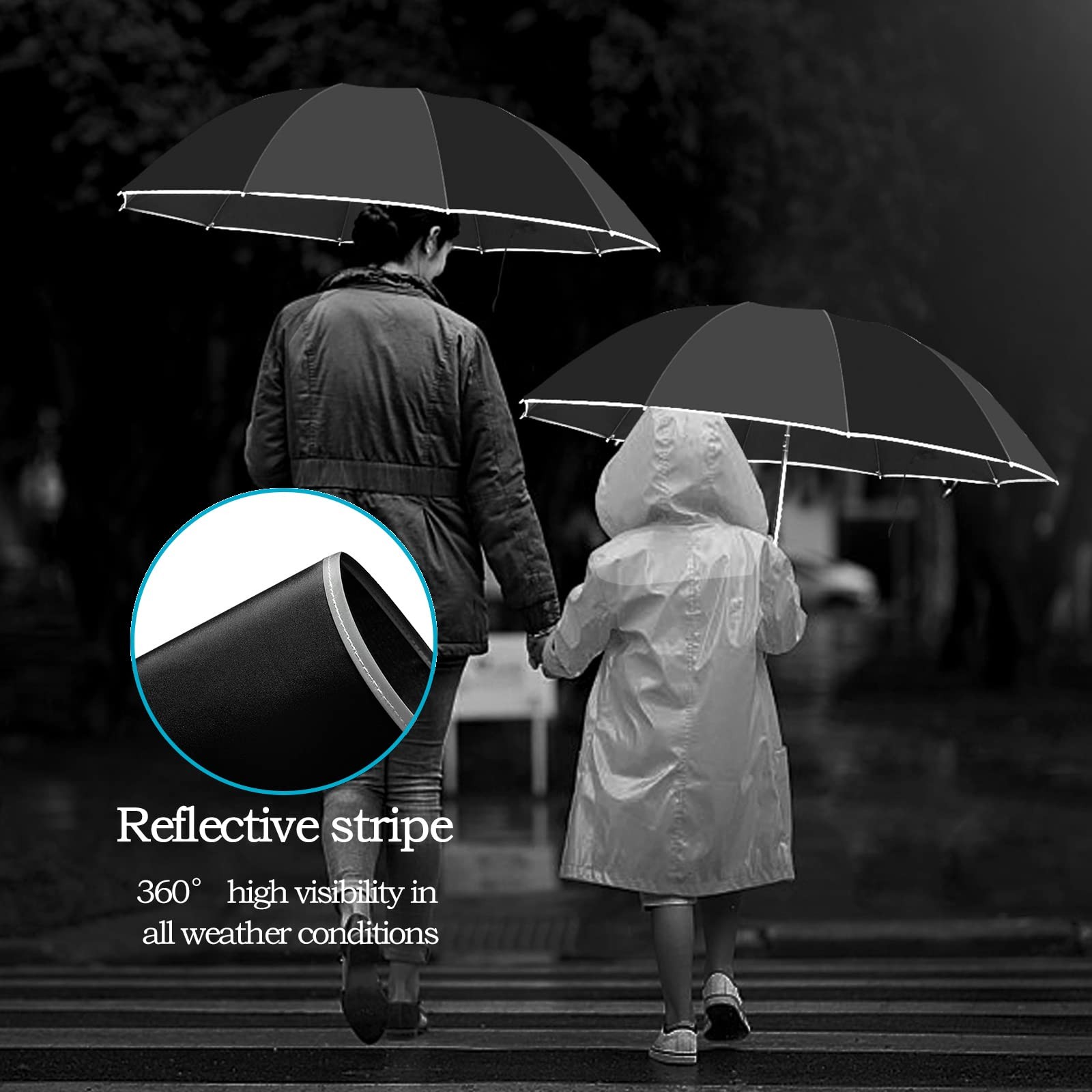UVANTI Windproof Travel Umbrella, Compact Inverted Reverse Large, Black