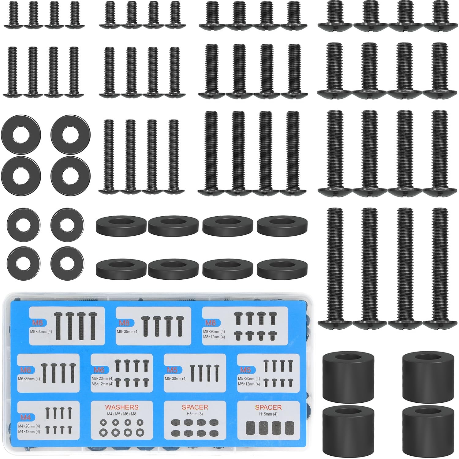 Universal TV Mounting Hardware Kit Set with Box, Includes M4 M5 M6 M8 Screws,...