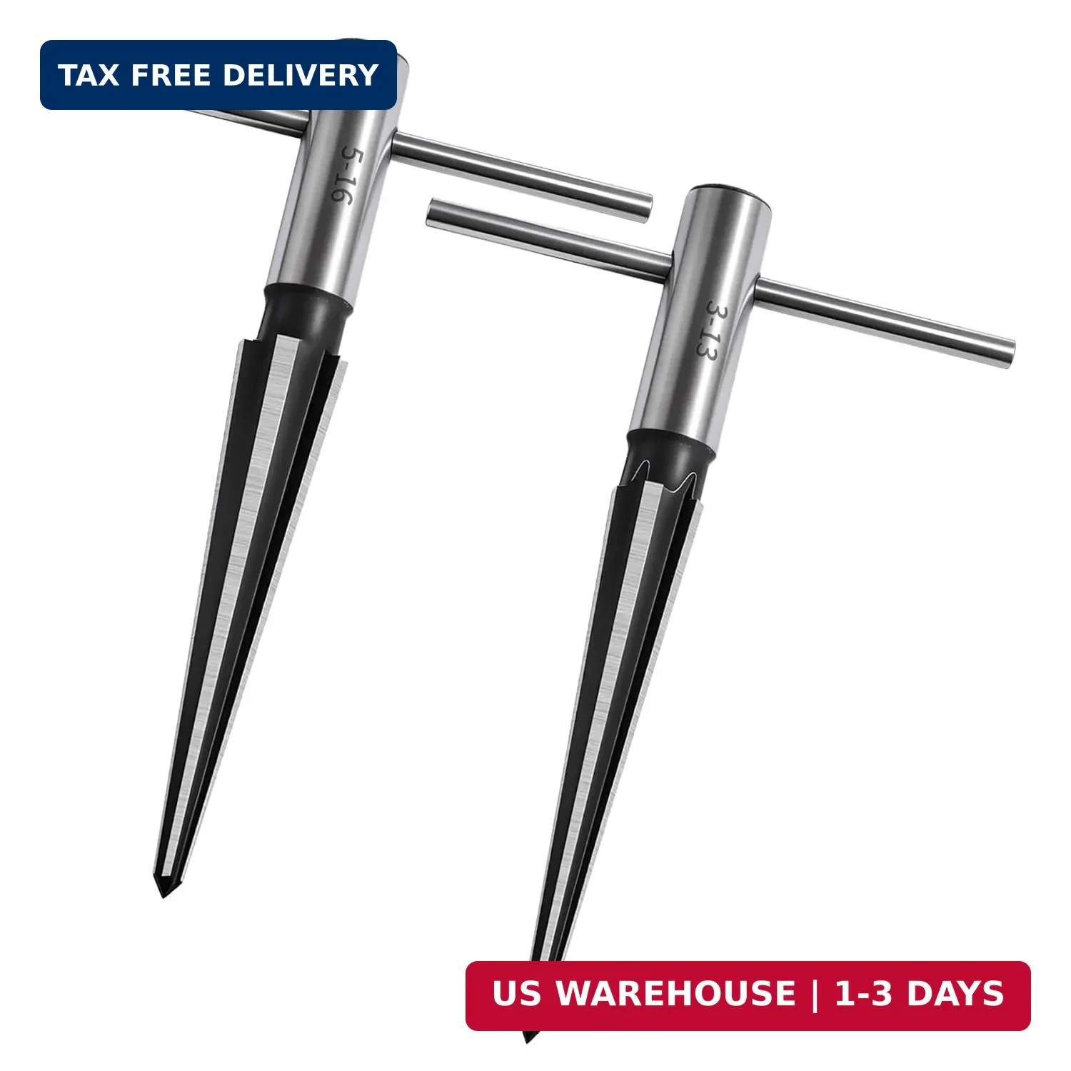 T Handle Tapered Reamer Set, 3-13 & 5-16 mm | Multi Fluted, Chamfer Reaming Tool