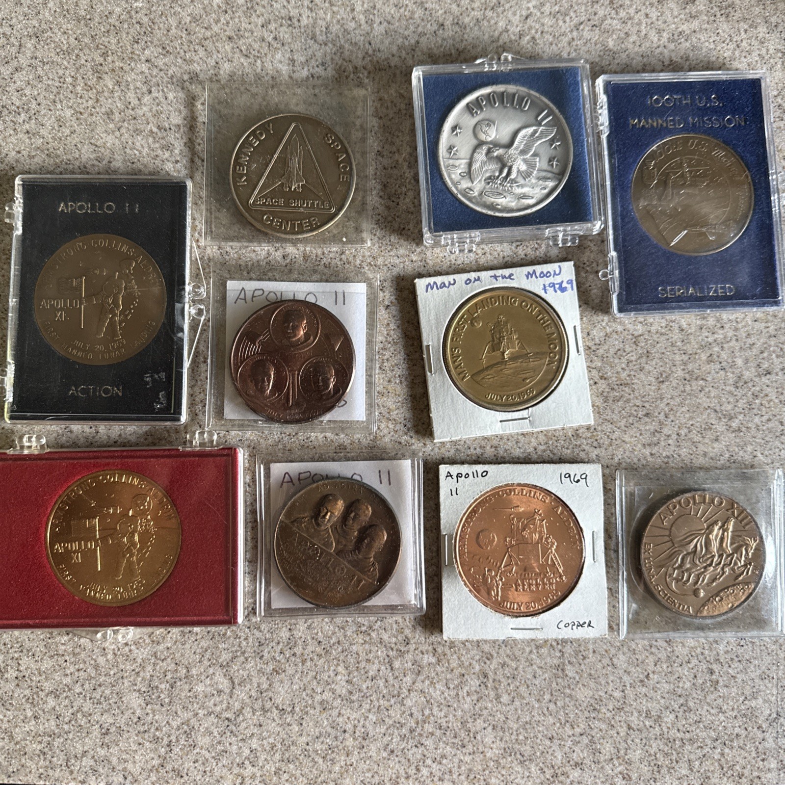 Lot Of 10 Vintage NASA Apollo Tokens Coins