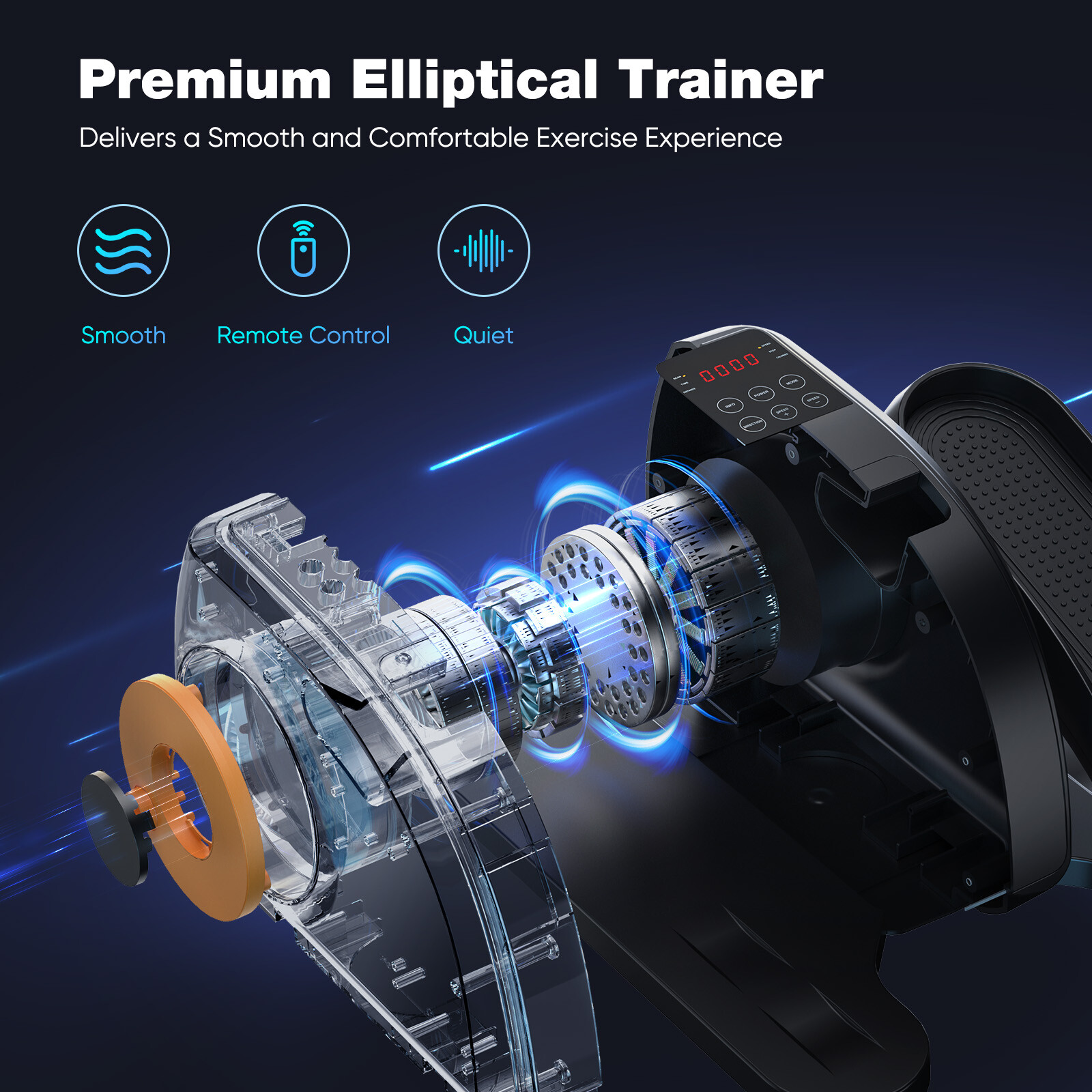 Elliptical Machine Under-Desk Portable Mini Pedal Exerciser Adjustable Speed