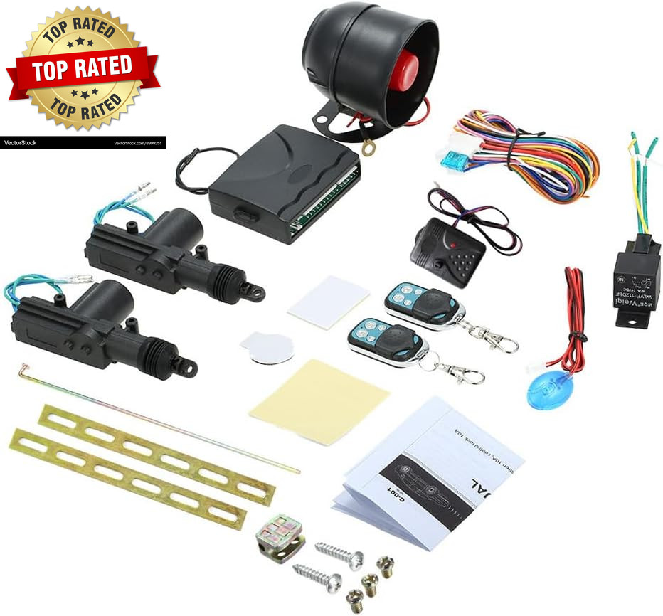 NEW Car Alarm System with 2 Door Remote Central Locking Kit Shock Sensor Immobil
