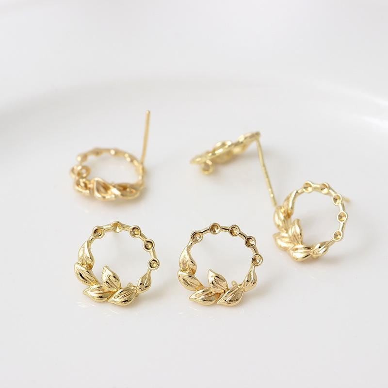 One Pair 18K Gold Plated Stud Earrings Connector GJS530