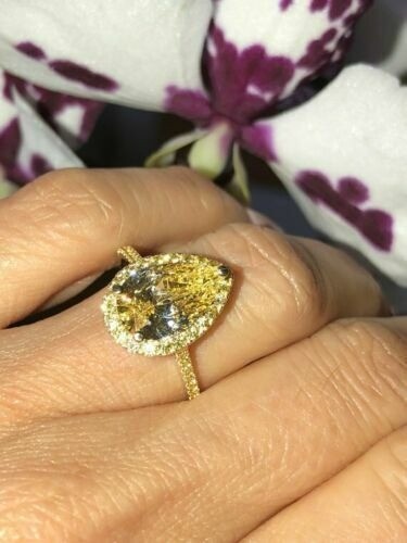 4.20 Ct Lab-Created Pear Cut Canary Diamond Wedding Ring 14K Yellow Gold FN