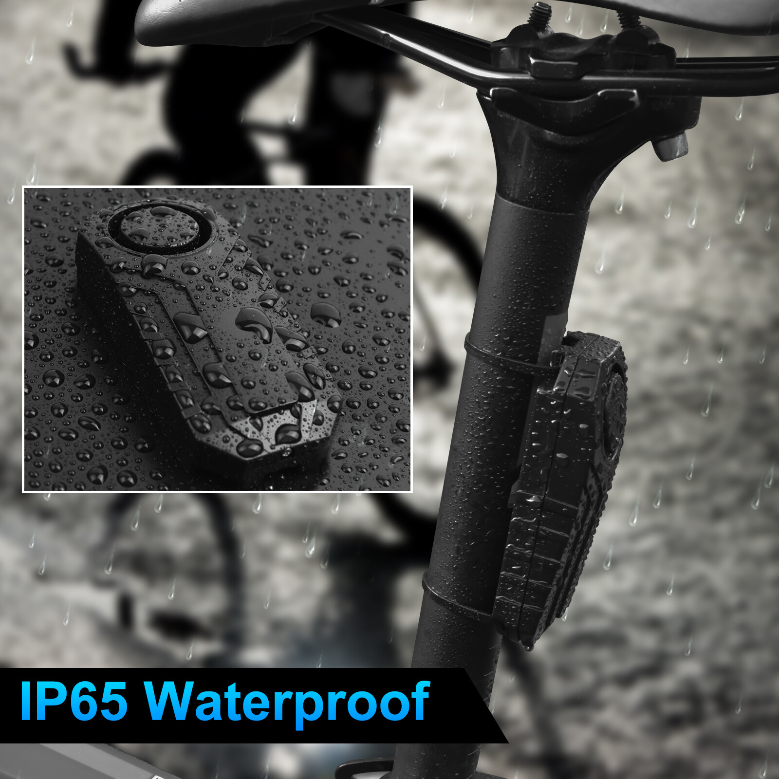 Bike Alarm, Wireless, Anti-Theft, Vibration Motion Detector, 113 dB, IP55