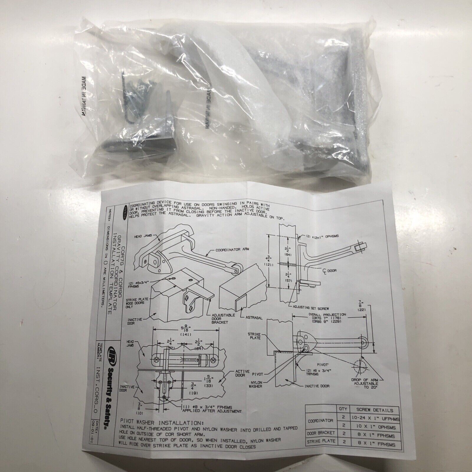 Ives Commercial COR7G26D Gravity Door Coordinator FAST SHIPPING