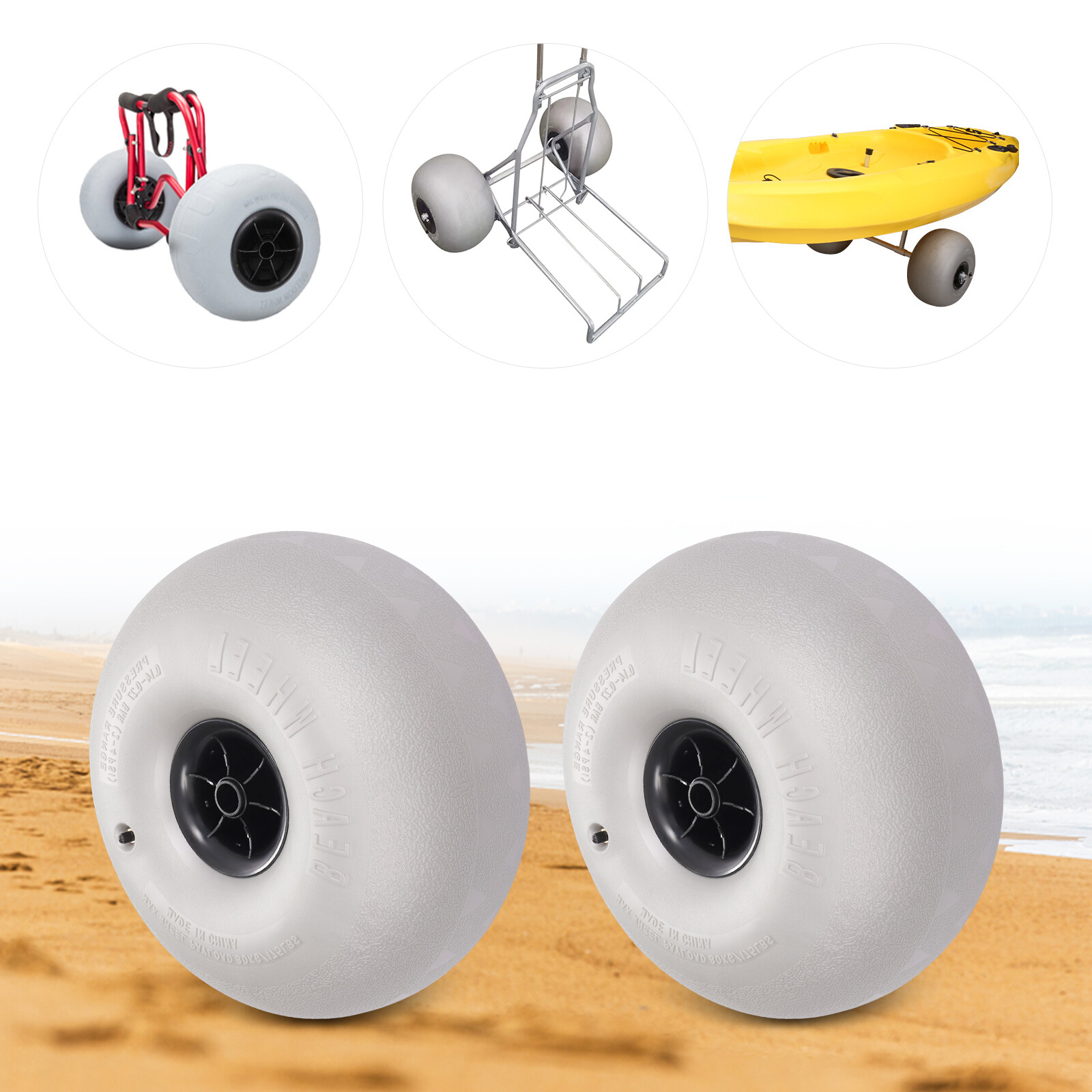 2 Pack 16" Replacement Big Beach Sand Tires for Beach Fishing Buggy Cart SALE