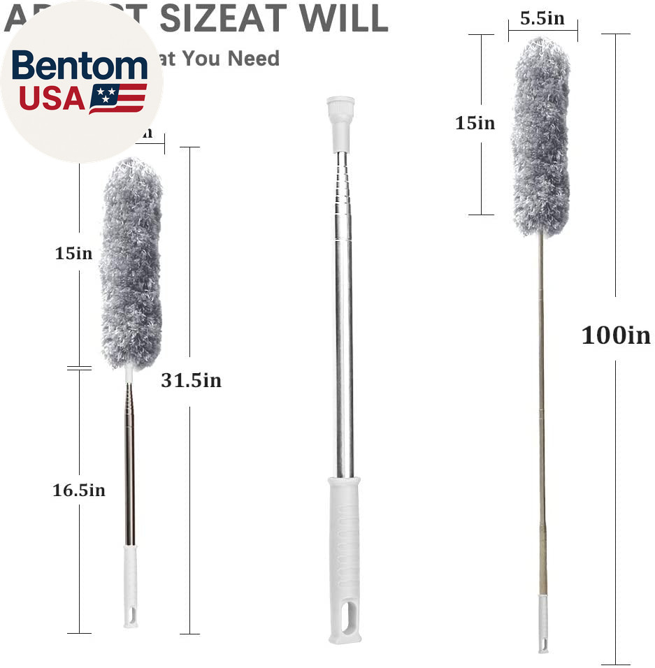 Microfiber Feather Duster Extendable Duster with 100 Inches Extra Long Pole, Ben