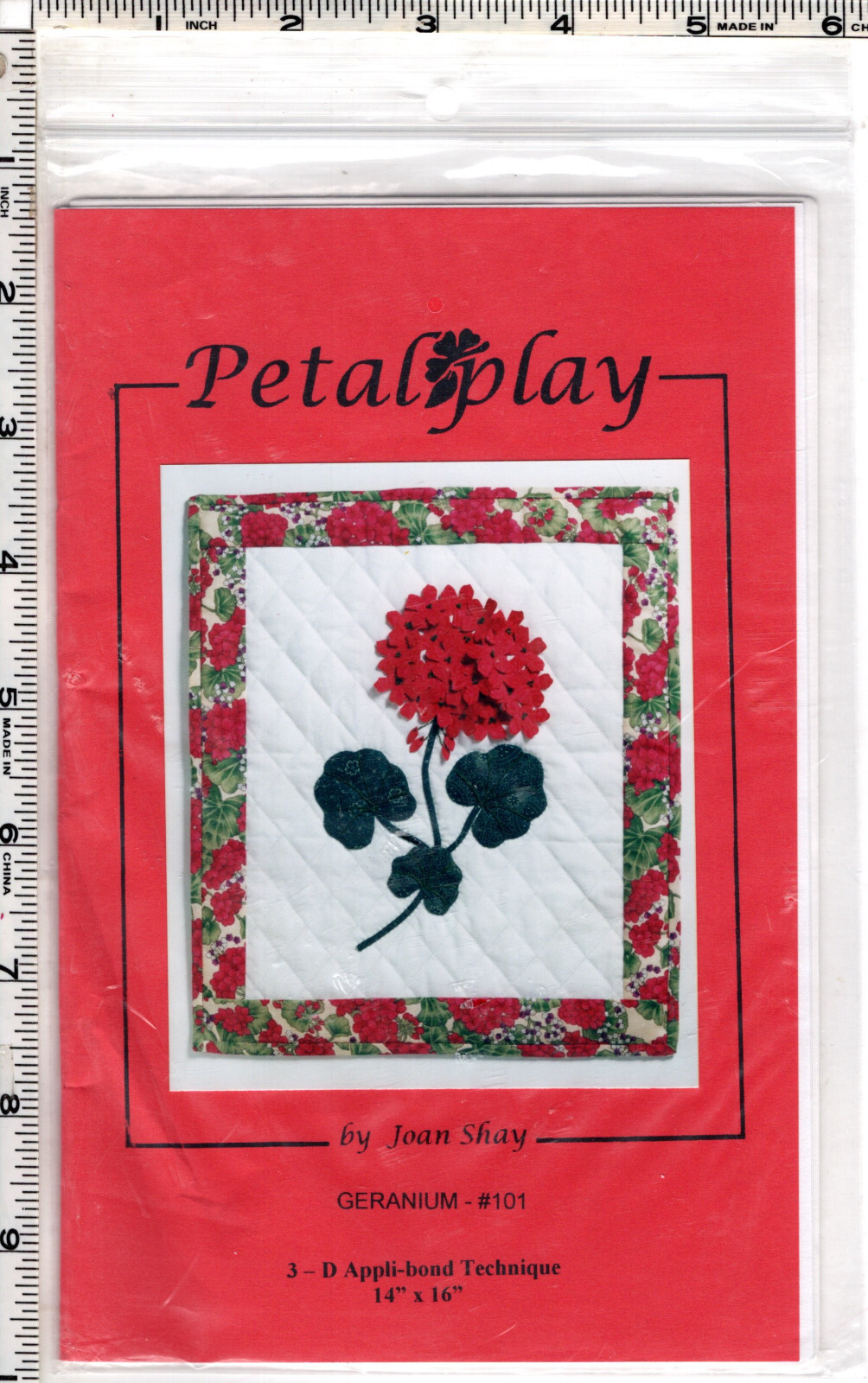 "Geranium" ©1998 Joan Shay Petalplay Sewing Quilting Pattern # 101