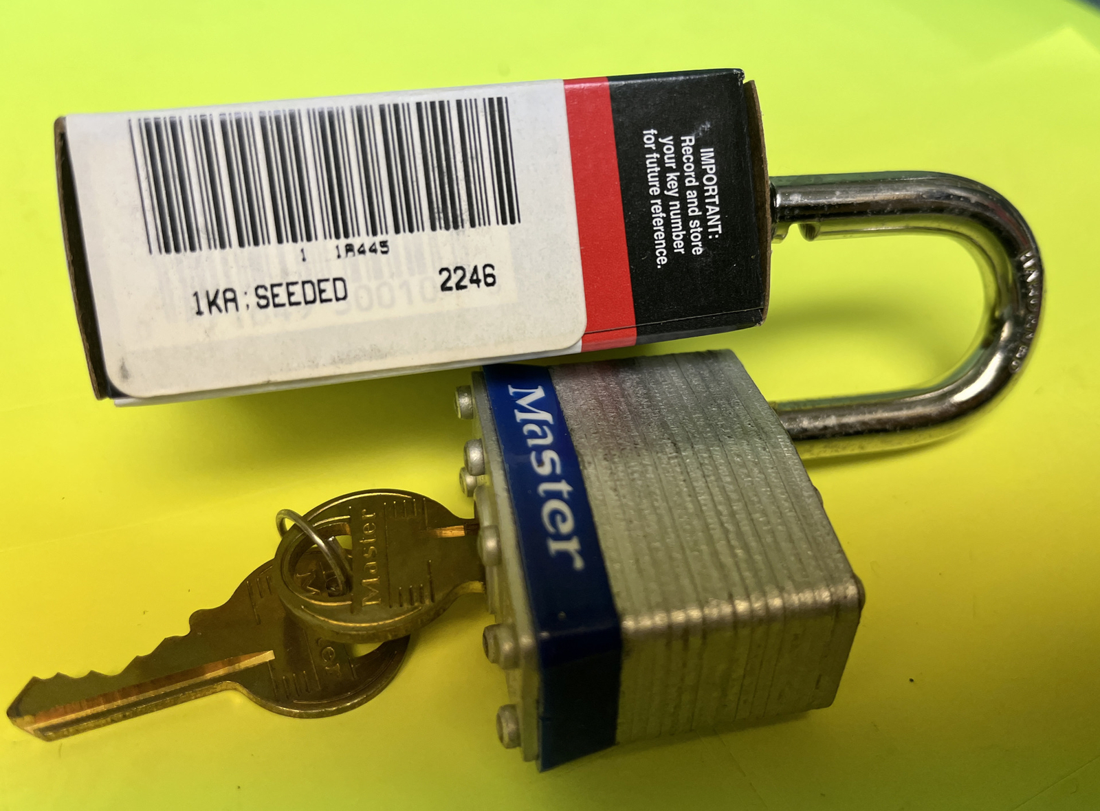 Master Padlock 1A445 -2246,Keyed Alike,W/2 Brass Keys