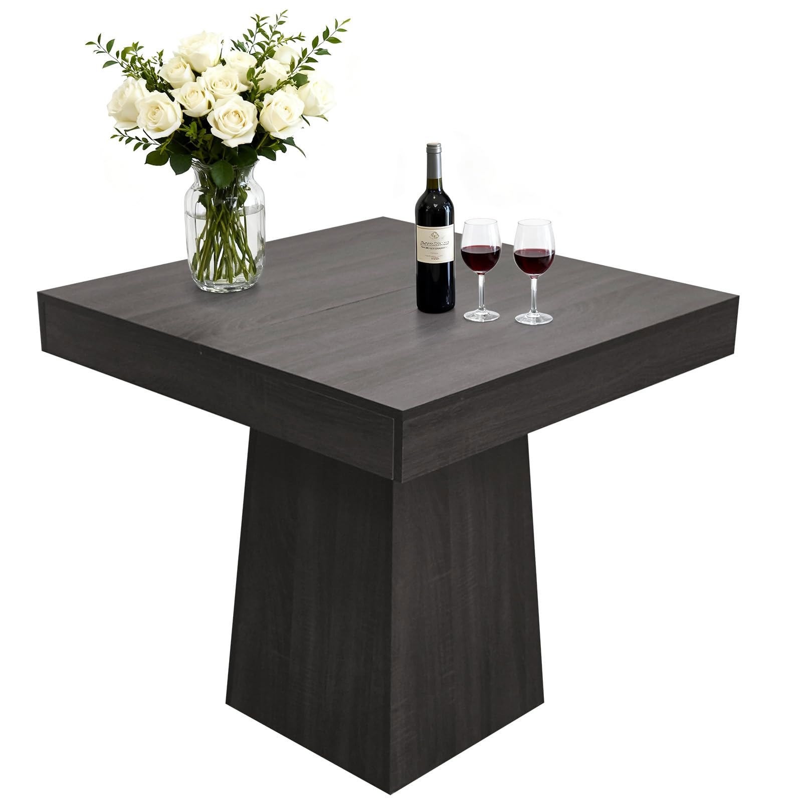 Square Dining for 4, 31.5'' Small Kitchen Table with Pedestal Base Farmho Table