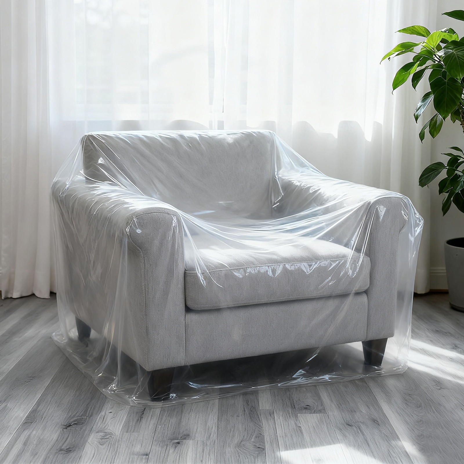 Plastic Couch Cover, 157.5" l x 53.1" W Clear Thick Waterproof Furniture Covers