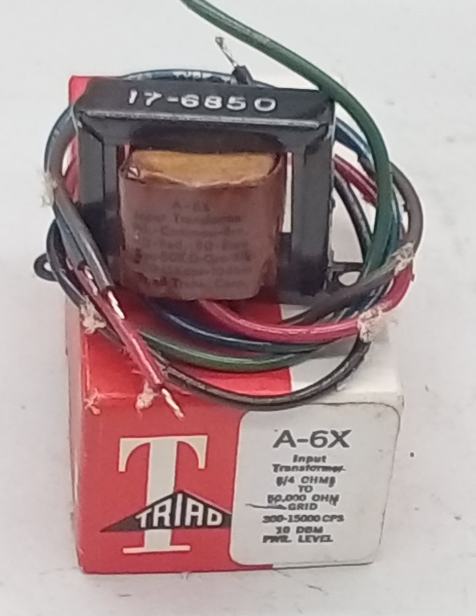 1  NOS  A-6X INPUT  TRANSFORMER 8/4 OHMD TO 50,000 OHMS TO GRID  / 10 DBM LEVEL