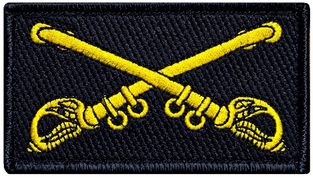 U.S. Army Cavalry Crossed Sabers Embroidered Patch - 2PC HOOK BACKING 3.5"x2"