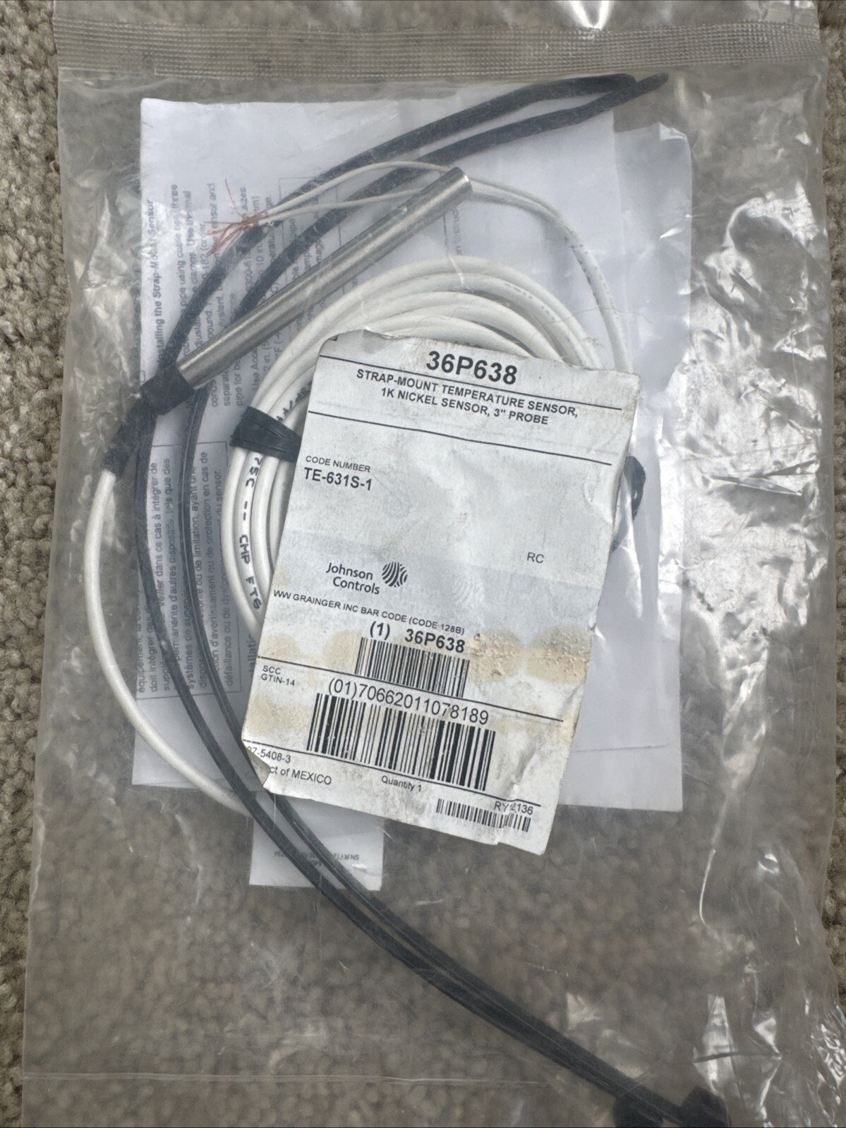 Johnson Controls Tae-631S-1 Temperature Sensor Nickel -50-200F 36P638