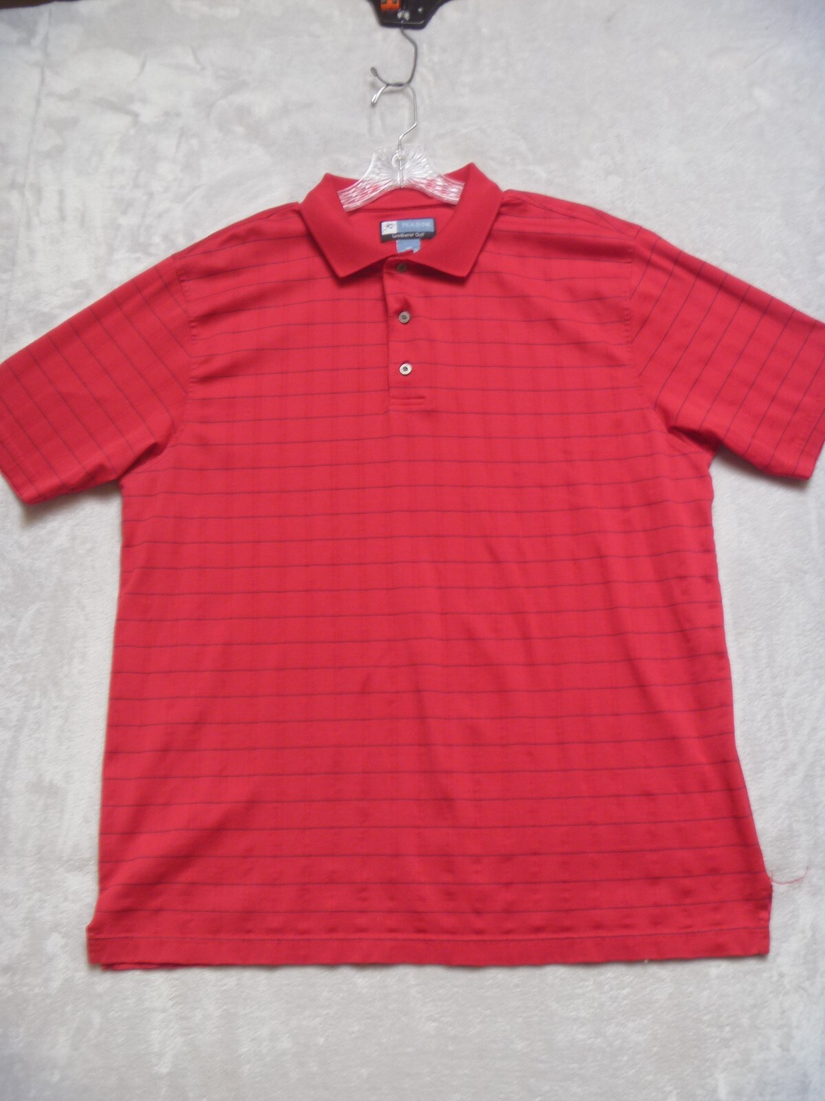 JOS A. BANK Leadbetter Golf Shirt Mens Size 2XT Red w/Blue Stripe Polo