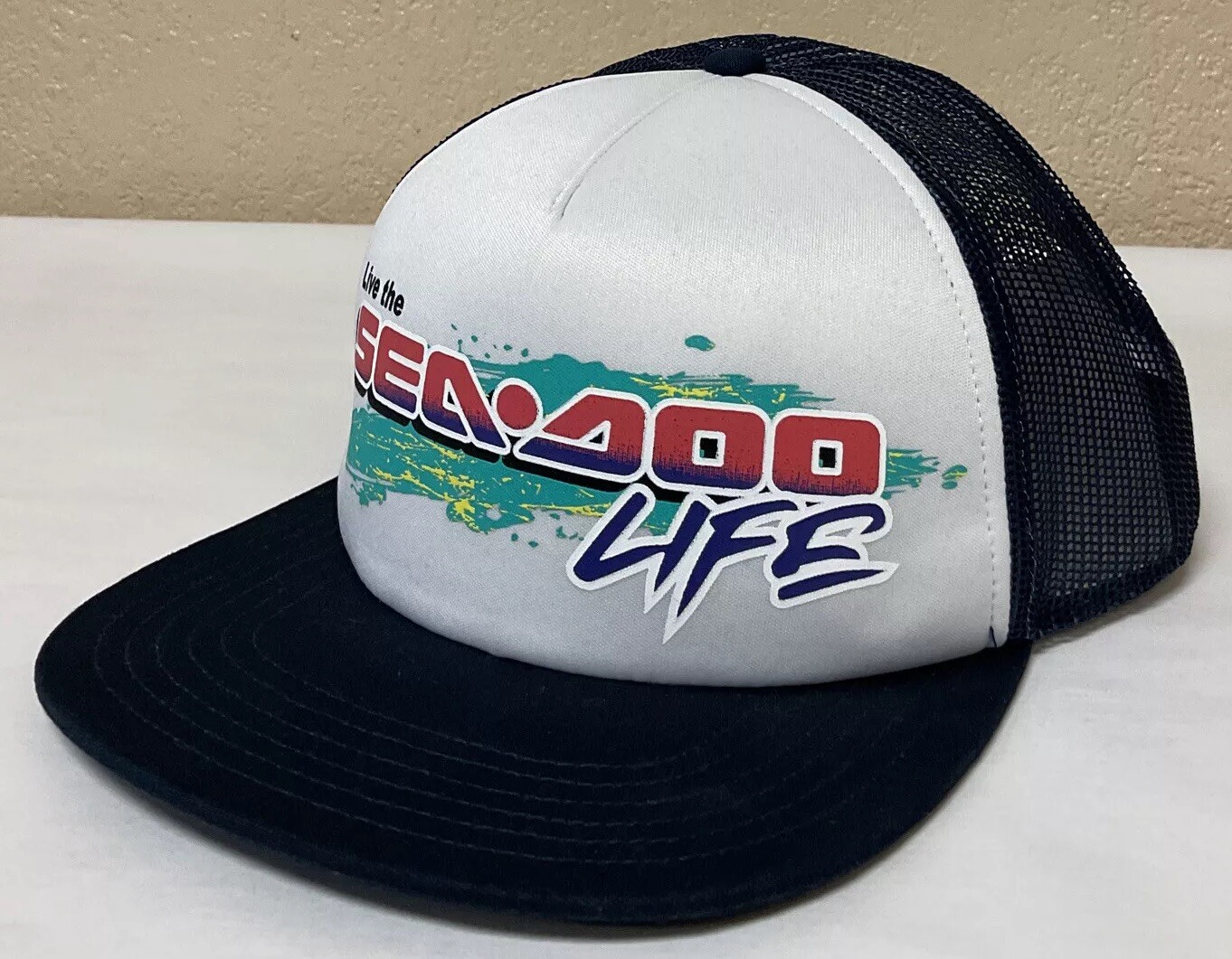 Sea Doo Retro Flat Cap Unisex O/S, Navy/White (1) OEM #4544660089 #M685