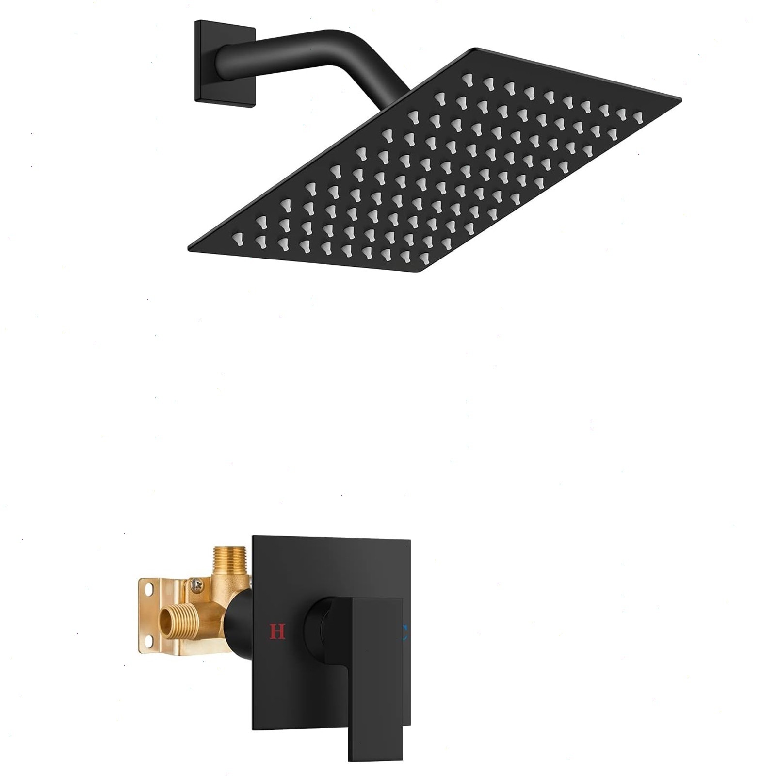 Wall Mounted Shower Faucet Set Rainfall Shower Head Combo with Mixer Valve kit
