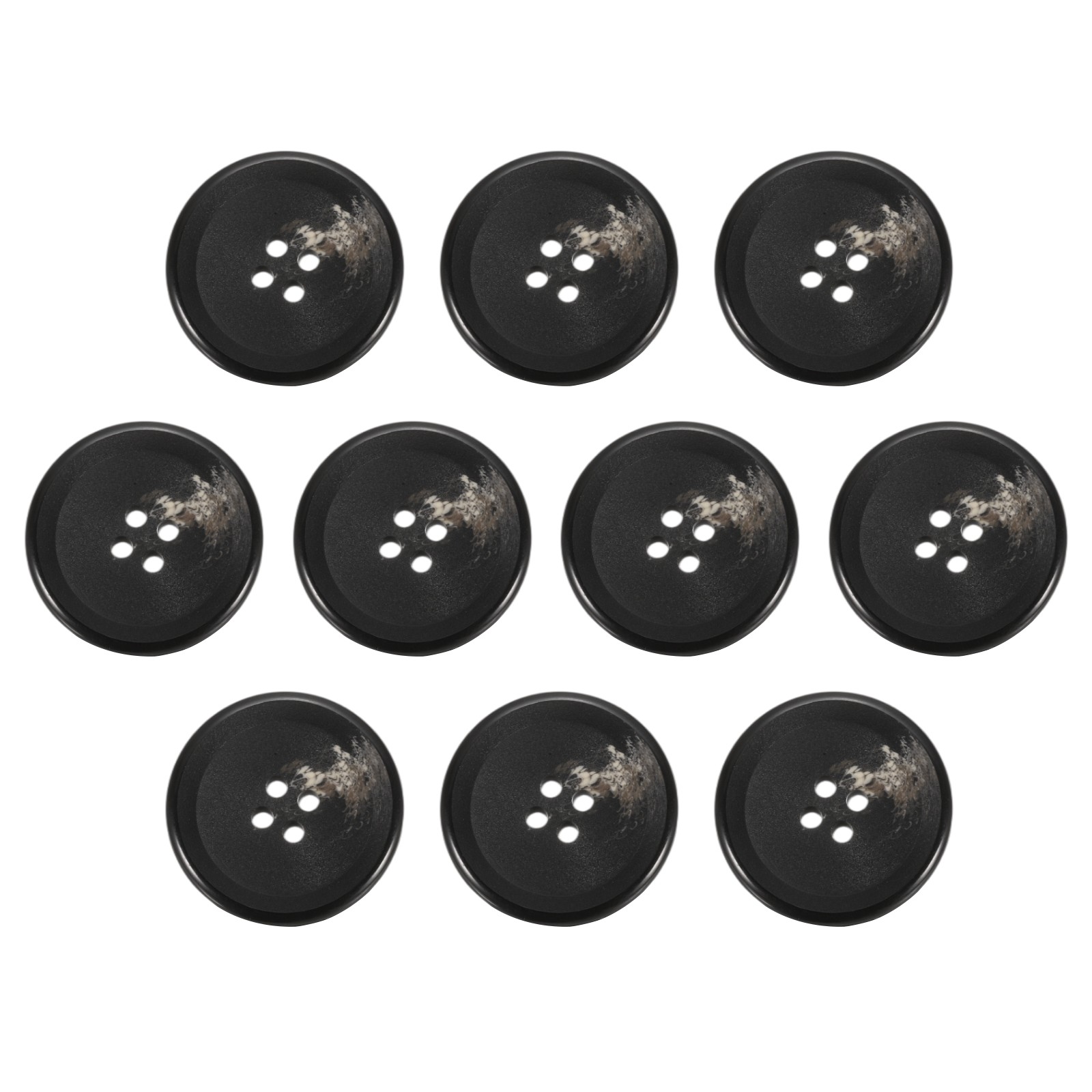 10Set Resin Sewing Button 28mm 1 1/8" 4 Holes Round Coat Buttons 1#Black