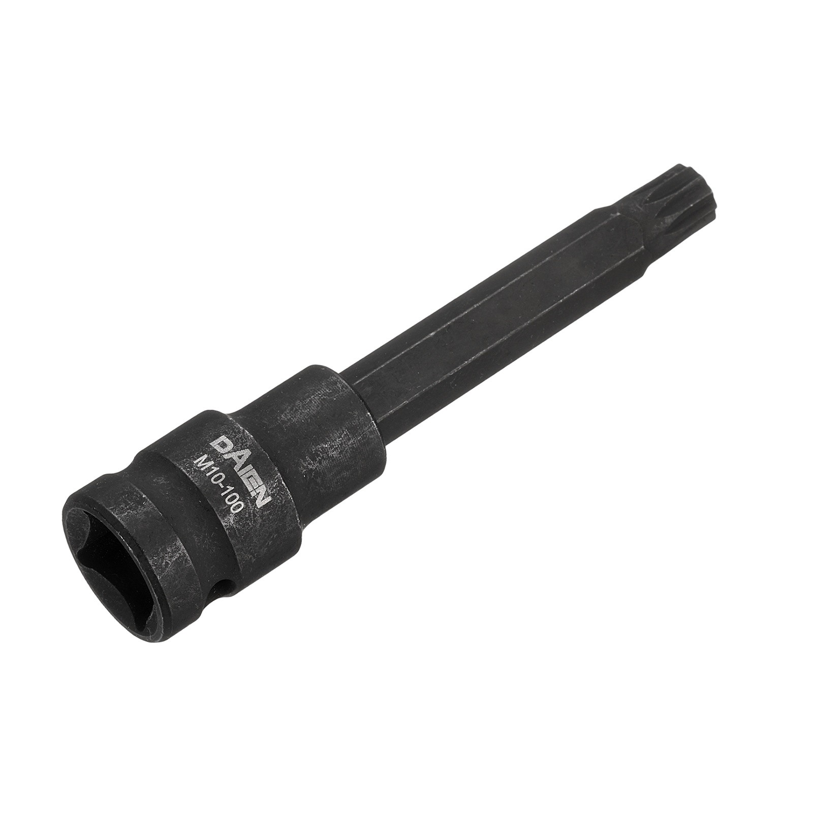 M10 12 Point Spline Bit Socket 100mm Length 1/2" Square Impact Bit, Black