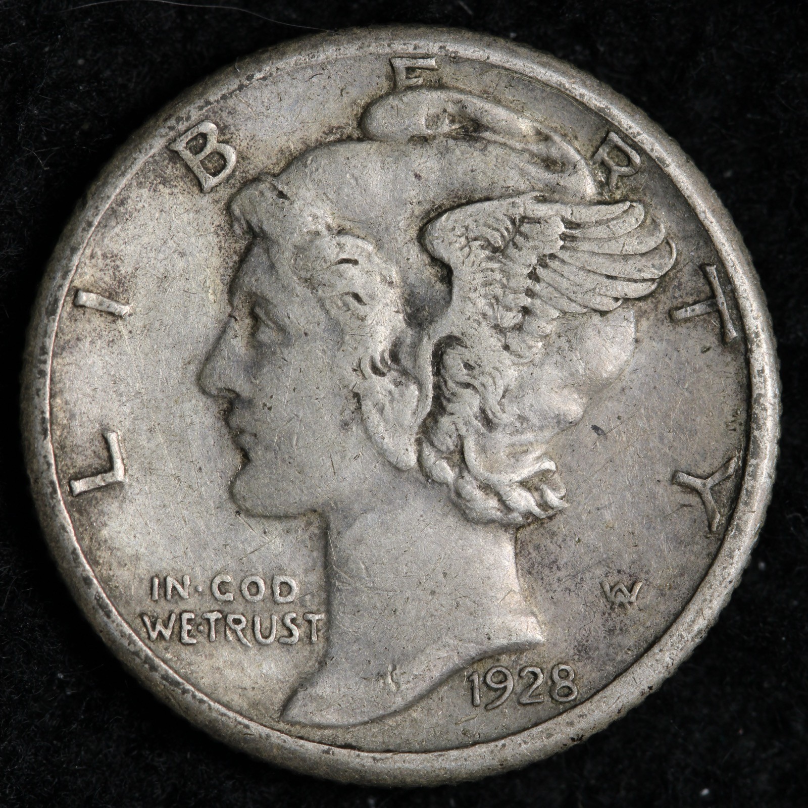 1928-S Mercury Silver Dime XF+ E263 GZCM