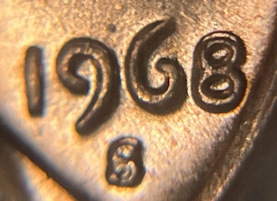 1968 S/S Lincoln Penny Errors DDO Doubling Date Mint Mark Uncirculated #1
