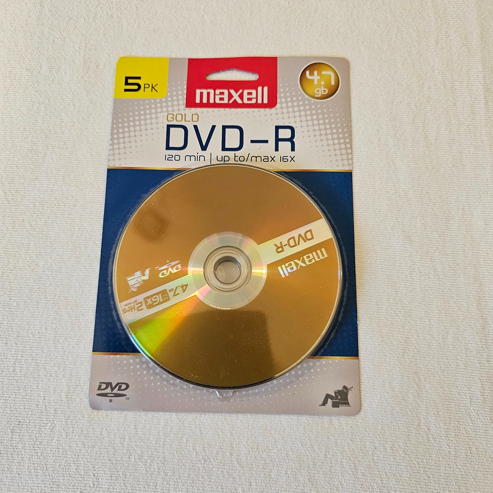 Maxell  5 pack Gold DVD-R  120min/up to/max 16X   4.7GB   2 hrs. sp mode