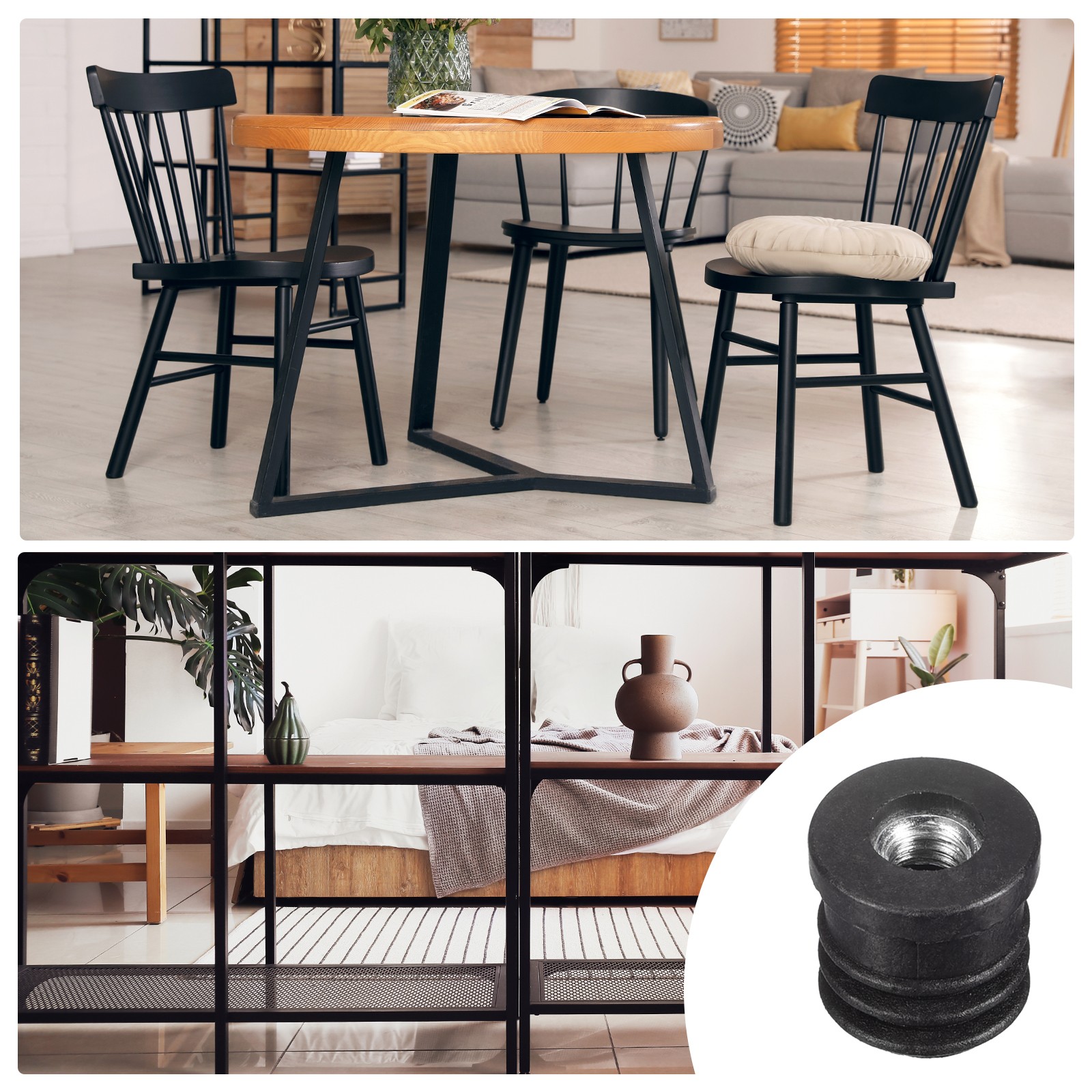 8Pcs 15mm/0.59" Caster Insert with Thread Round M6 Thread for Furniture