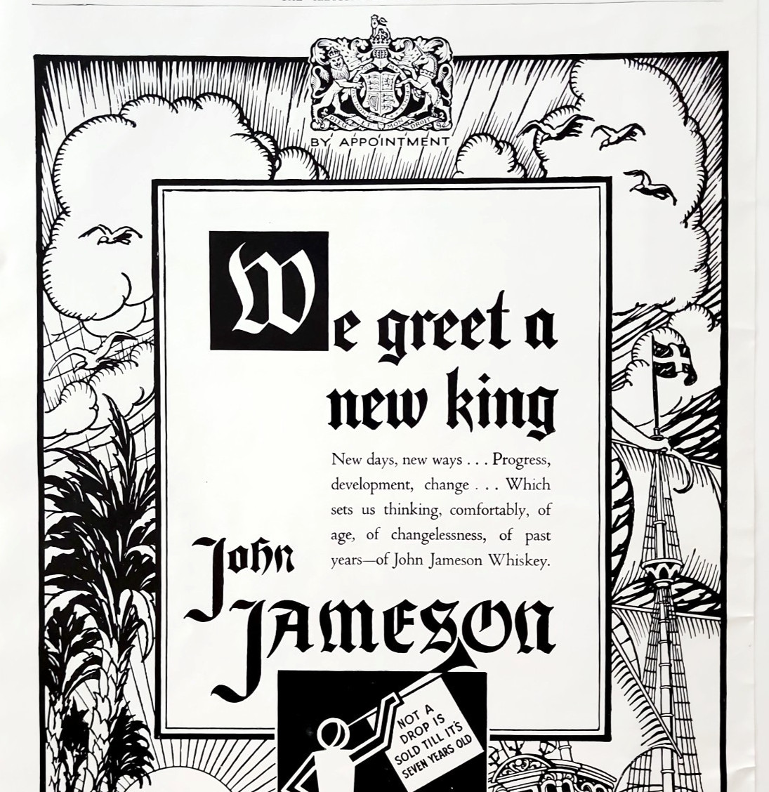 1937 Jameson Whiskey Advertisement We Greet A New King Coronation Liquor Vintage