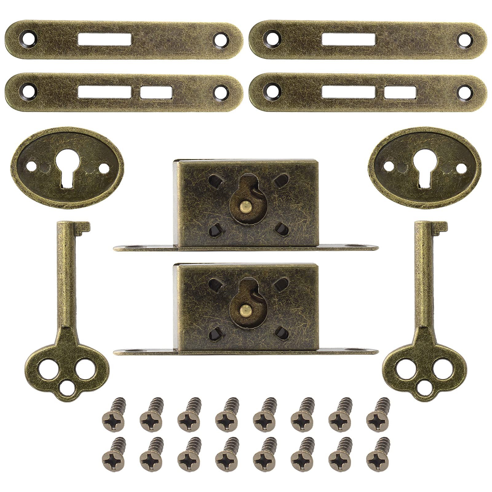 Jiozermi 2 Pack Mini Locks with Skeleton Key, Full Mortise Antique Locks for ...