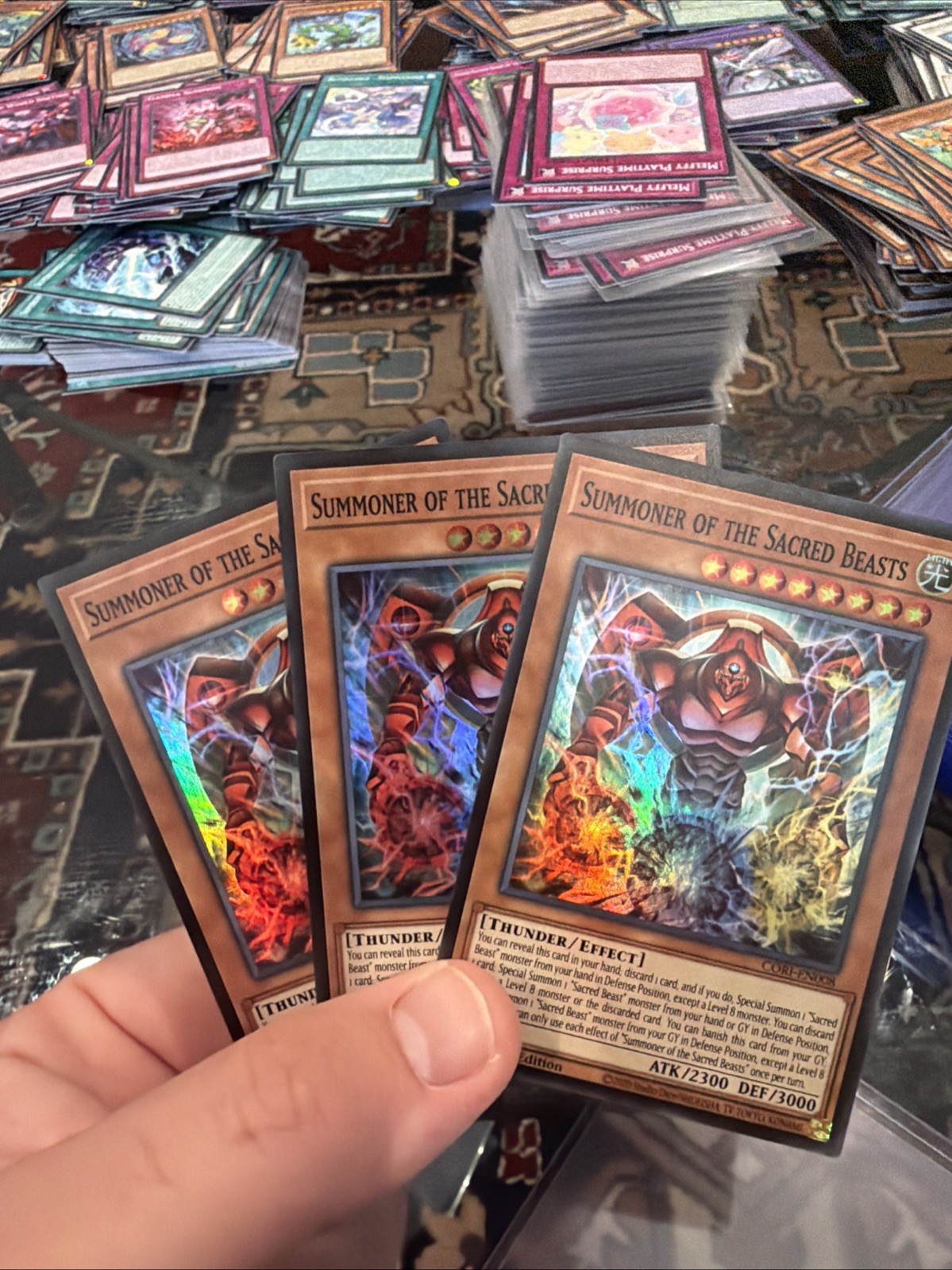 Yugioh! 3x Summoner of the Sacred Beasts CORI-EN008 Super Rare 1st Ed NM