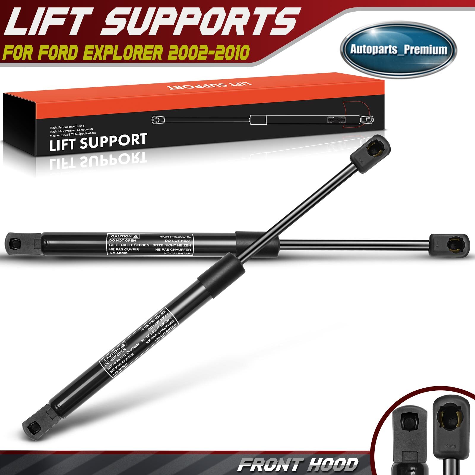 2x Front Hood Lift Supports Shocks Struts for Ford Explorer Explorer Sport Trac