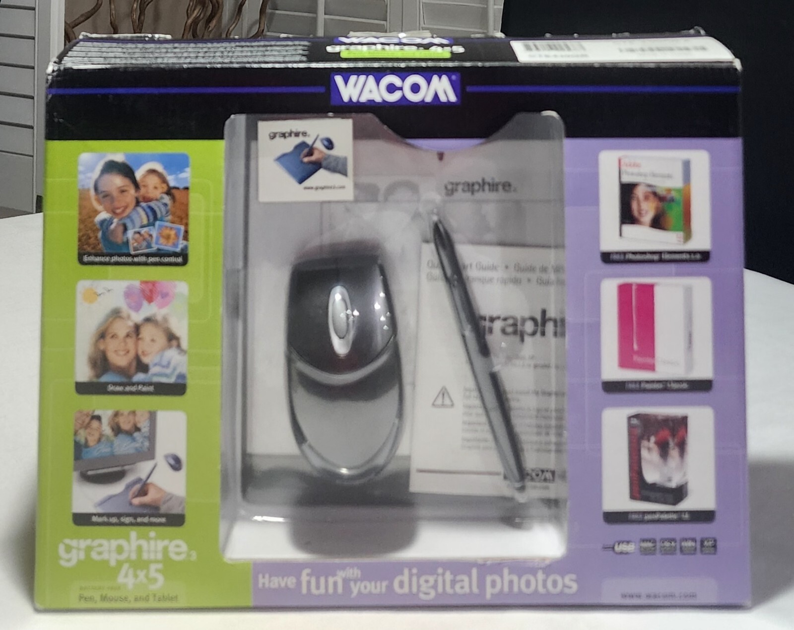 Wacom Graphire3 4x5 USB Tablet,Pen, Mouse & Software Bundle CTE430GR New Sealed