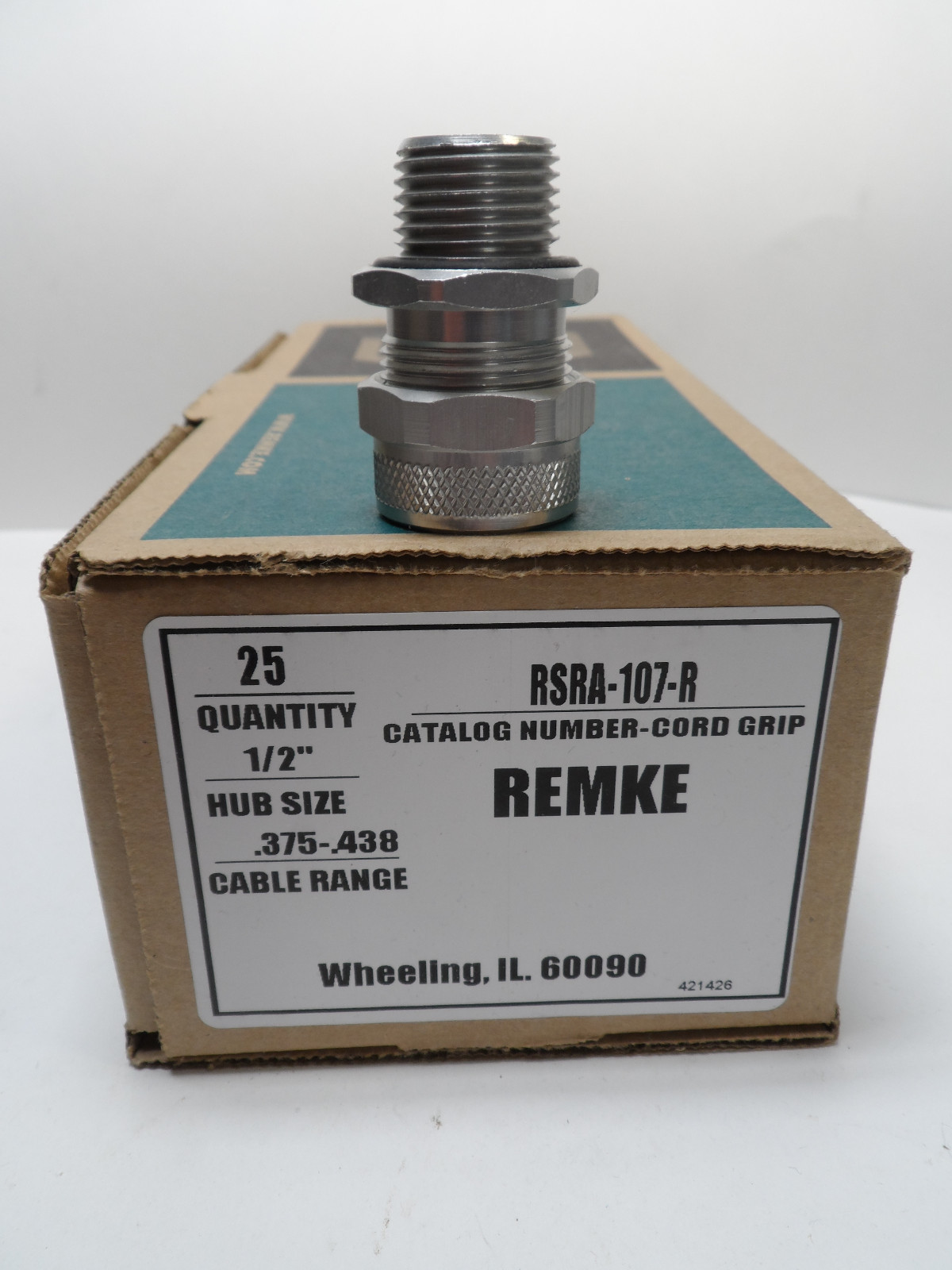 REMKE RSR A-107-R BOX OF 25 - SINGLE CONDUCTOR CORD GRIP, STRAIGHT, HUB, NEW