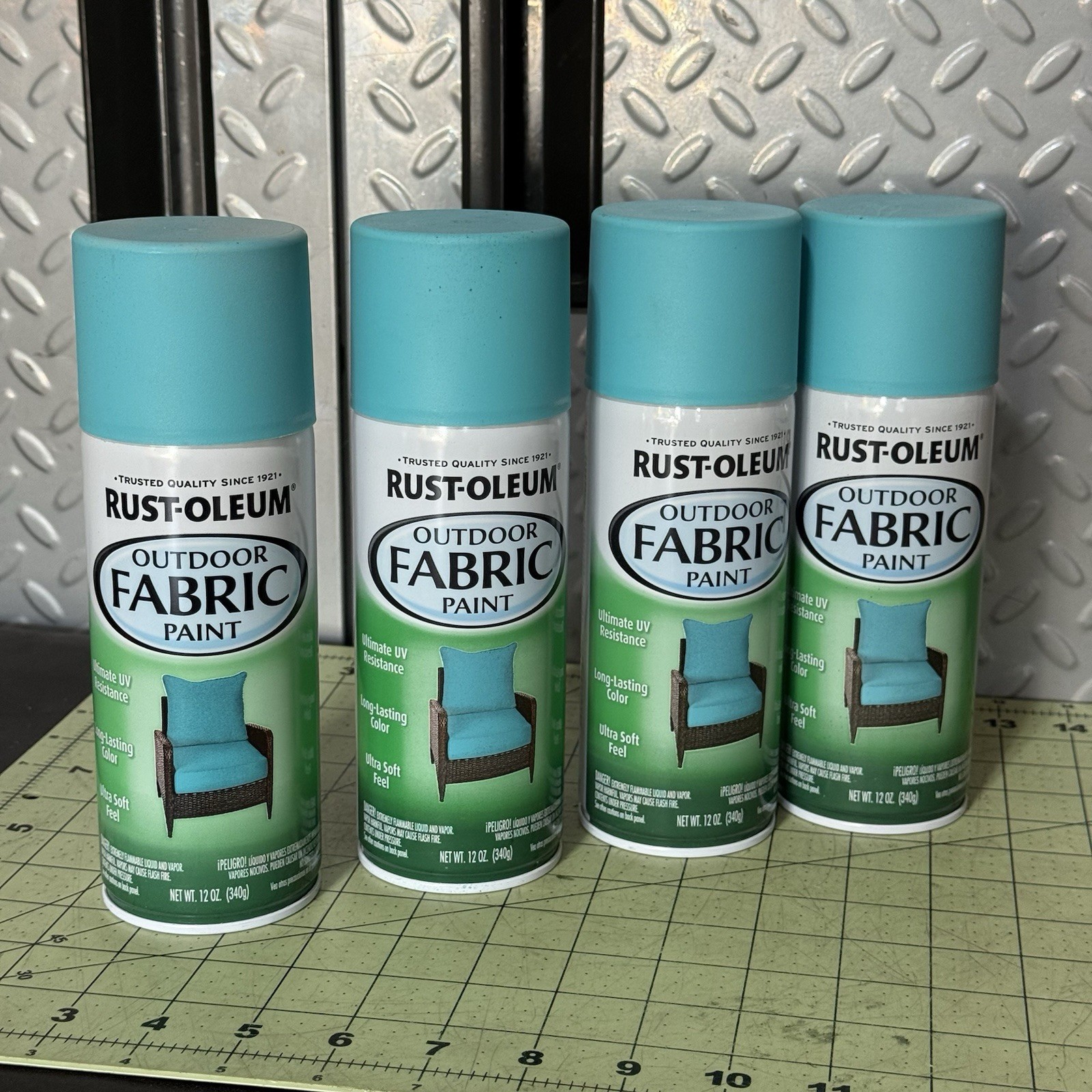Rustoleum TURQUOISE  12oz Outdoor Fabric Spray Paint UV Resistant Lot Of 4 Cans