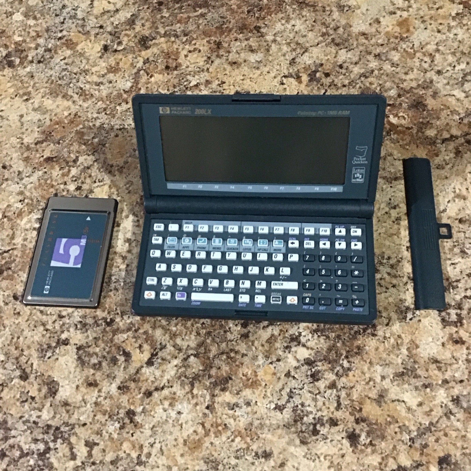 HP Hewlett Packard 200LX Palm Top PC 1MB Ram Tested Works With 5MB Flashdisk