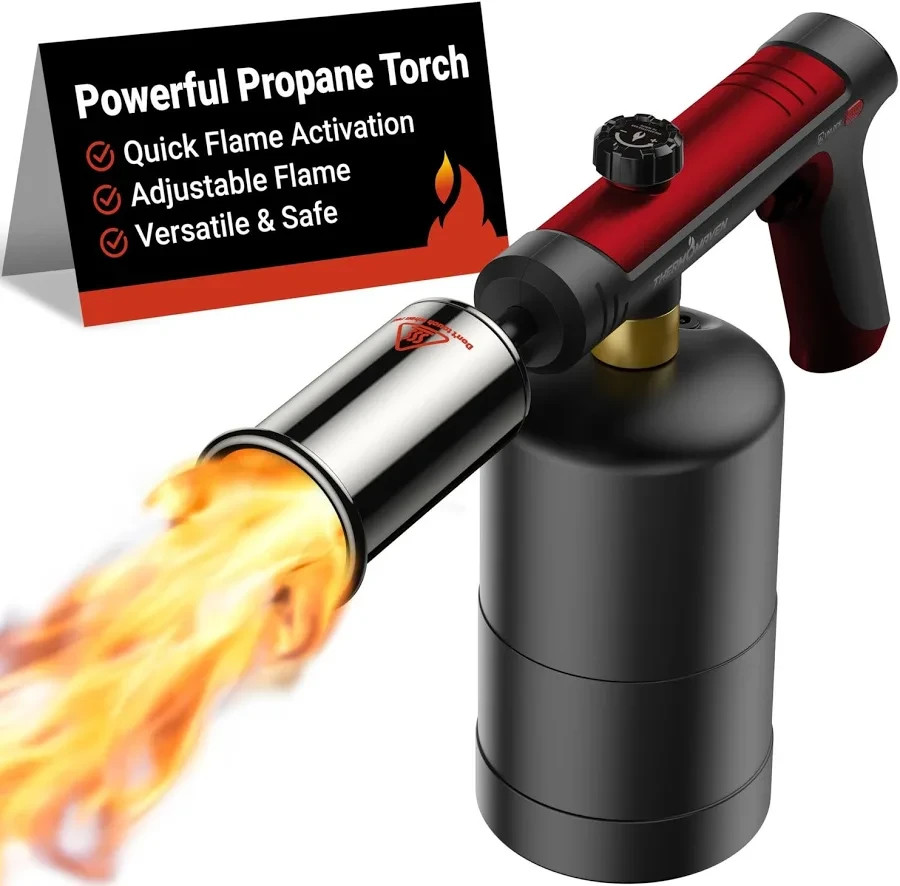 ThermoMaven Propane Torch with One-Touch Max Fire, Cooking Blow Black