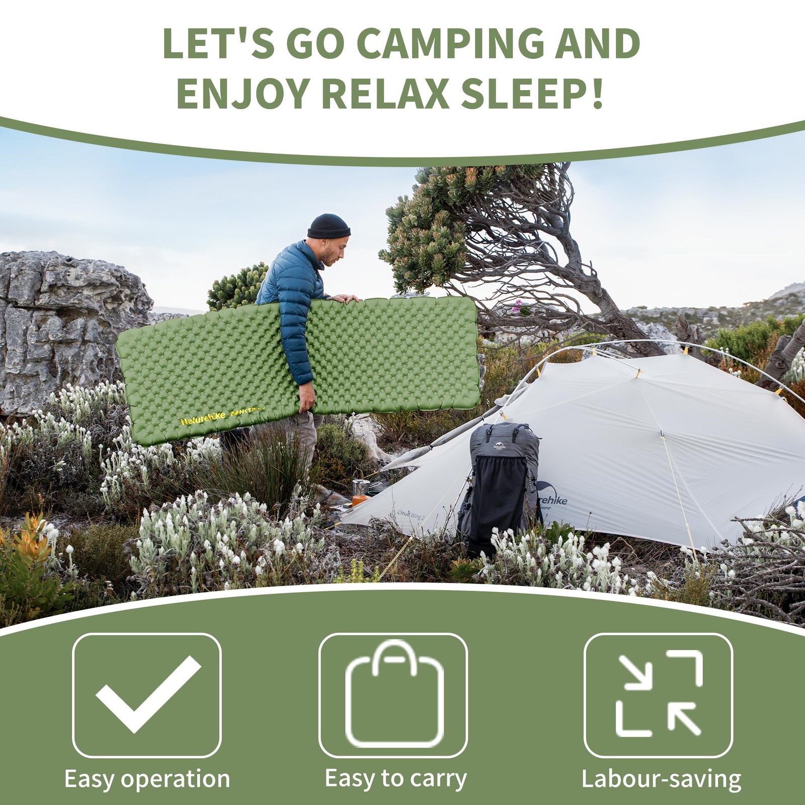 Insulated Inflatable Sleeping Pad 27oz, 4.6R Ultralight Backpacking Sleeping ...