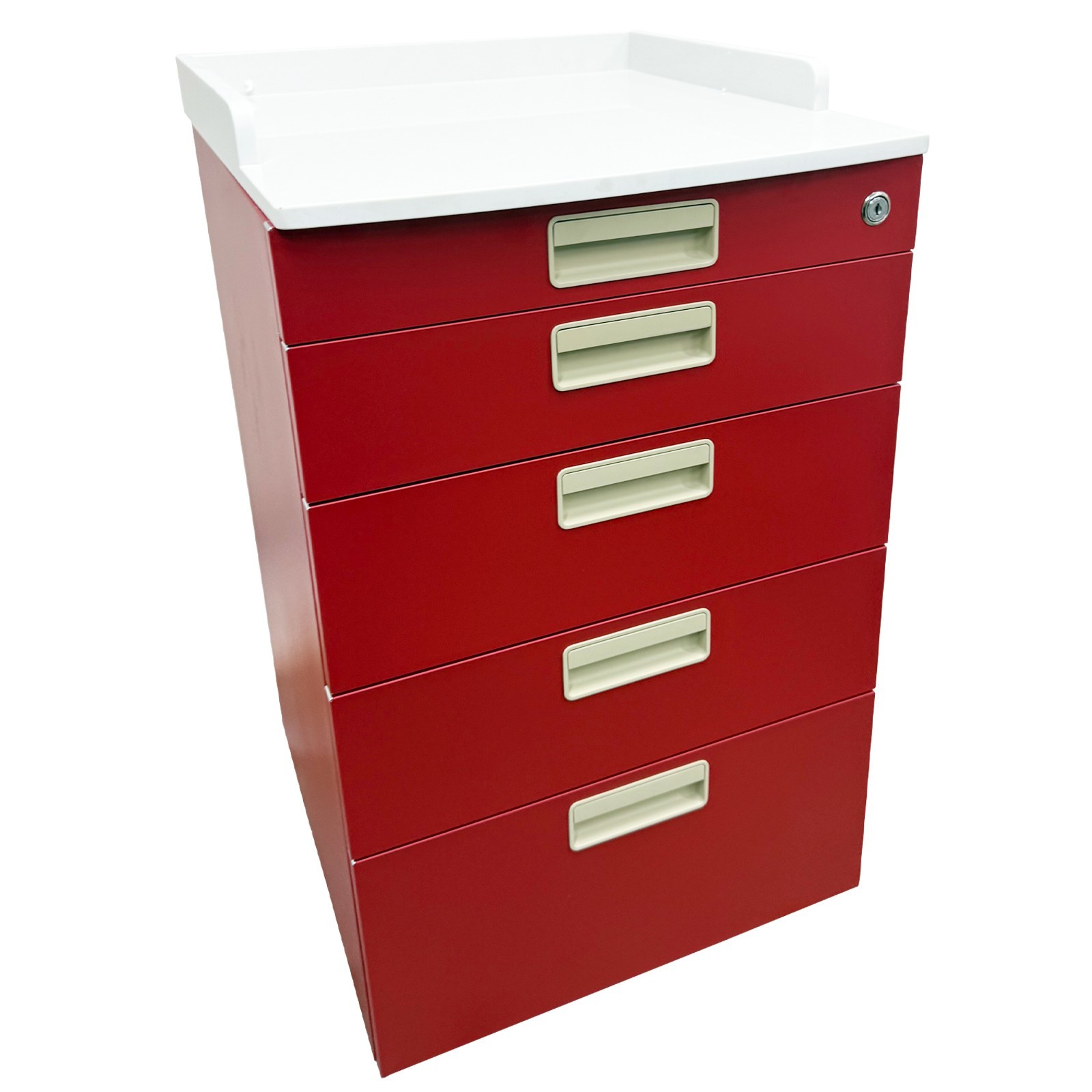 4 Drawers Red Storage Cabinet 18.9×20×33.5″ Dental Assistant's Mobile Cabinet