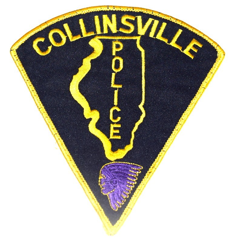 COLLINSVILLE ILLINOIS Police Patch INDIAN NATIVE STATE OUTLINE 6” USED M3