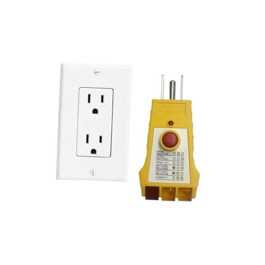 Outlet Tester with GFCI Check - Grounding & Receptacle Circuit Tester, 1