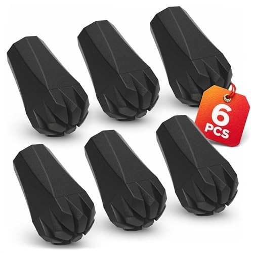 6 Rubber Tips for Hiking Poles Cane Tips Replacement Slip-Resistant Grip