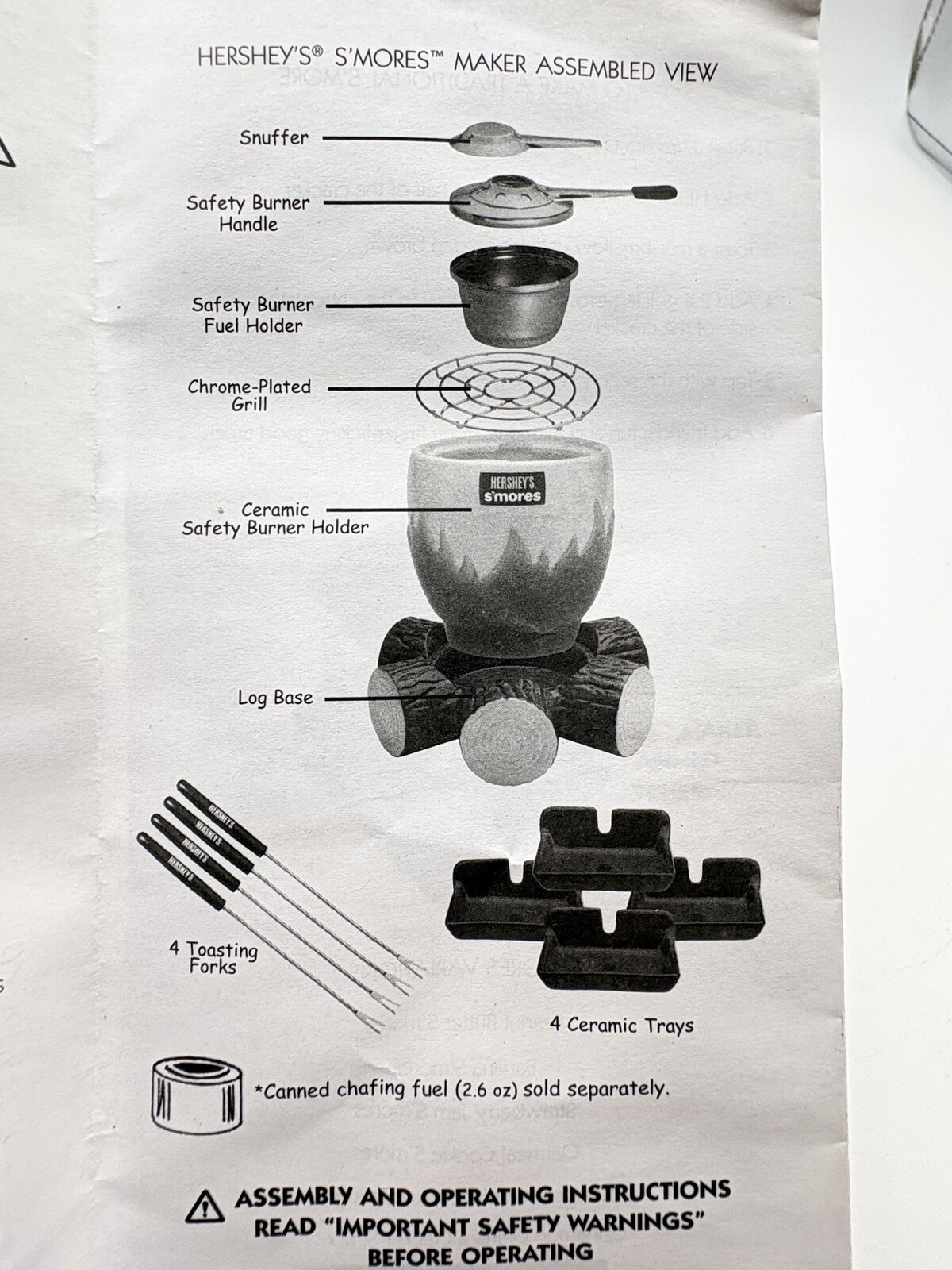 Hershey's 10409H Ceramic S'mores Maker Set 4 Trays Missing Forks