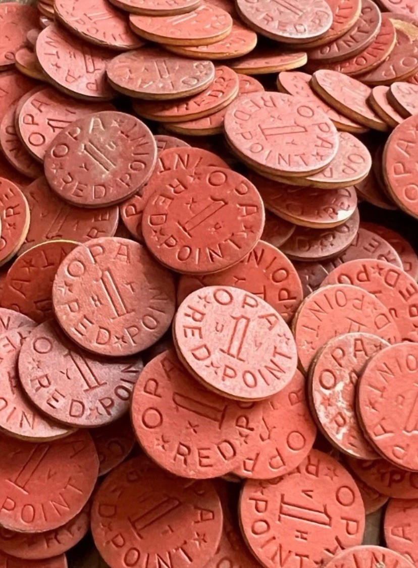 (Lot of 5) WWII 1942-1944 Red Point OPA Food Ration Tokens - WORLD WAR II (VG/F)