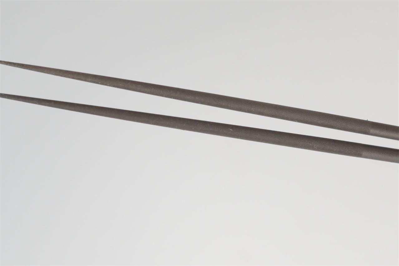 2 New Grobet Swiss Jewellers Watchmakers Round Taper Files. 140mm long. #6 Cut