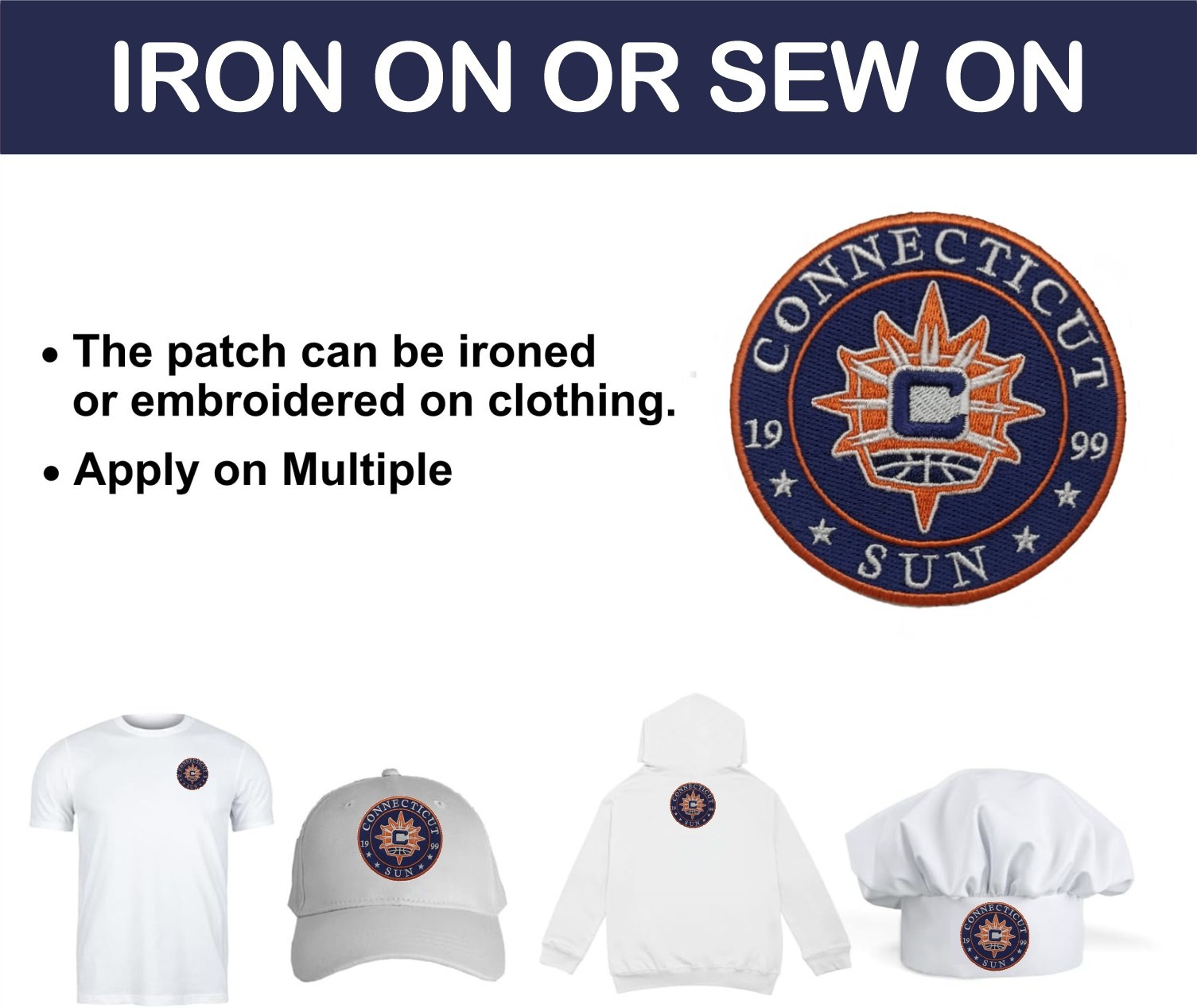 Connecticut Sun WNBA Team Logo Iron On Patch - Sew Patch - Embroidered Patch