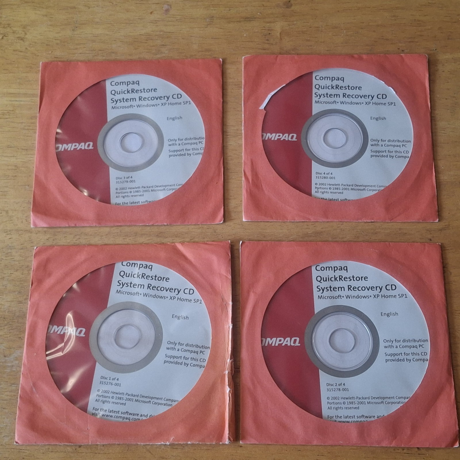 COMPAQ QUICKRESTORE SYSTEM RECOVERY DISC CD XP HOME SP1