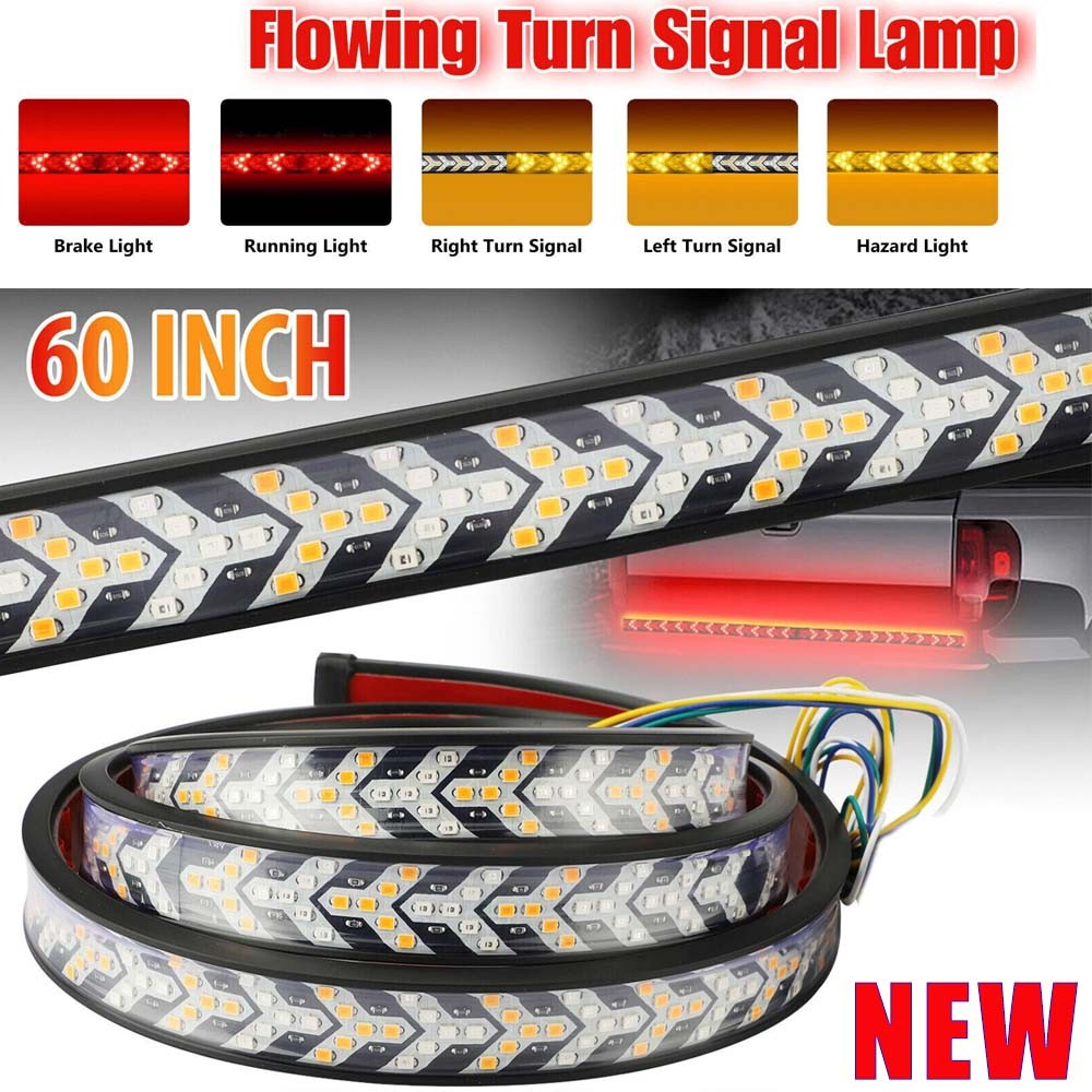 LED Tailgate Light Bar 60" Triple Row 5-Function Strip for Pickup Trailer SUV