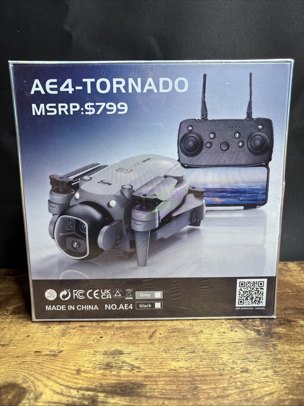 Aircraft AE4 Tornado Ready-to-Fly Drone 360° Camera Remote/App Control Wi-Fi